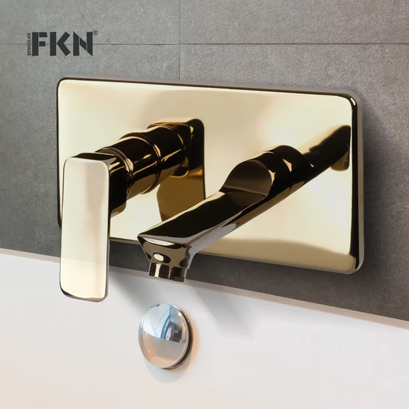 FKN Ankastre Dikdörtgen Altın Lavabo Bataryası - 2