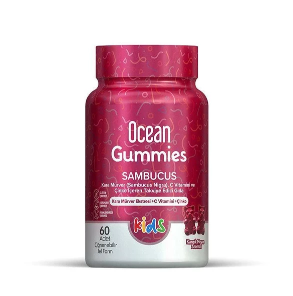 Orzax Ocean Gummies Sambucus Kids Takviye Edici Gıda 60 Adet Çiğnenebilir Jel Form