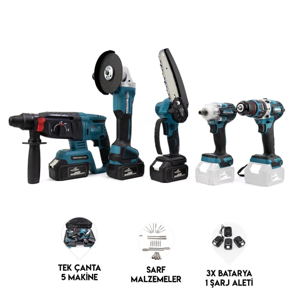 Beşli Set MK350 (Budama testeresi 10mm Ç.MANDREN+S.SIKMA+Ş.SPRAL+Ş.HİLTİ)