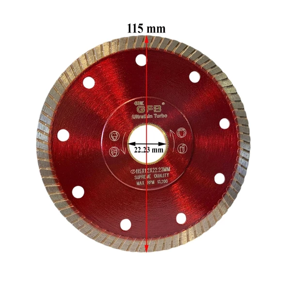 Elmas Testere Beton Tuğla Ahşap Granit Mermer Asfalt Plastik Sulu Kuru Kesme Kesici Disk  115 mm - 3