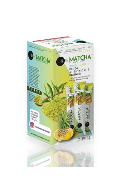 Premium Japanese MATCHA & BROMELAİN Limon ve Ananas Aromalı Detox Burner Form Çayı