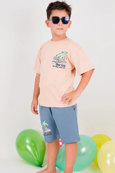 ERKEK ÇOCUK ŞORTLU TAKIM SIRT NEON BASKI DETAYLI B25 HCM00109