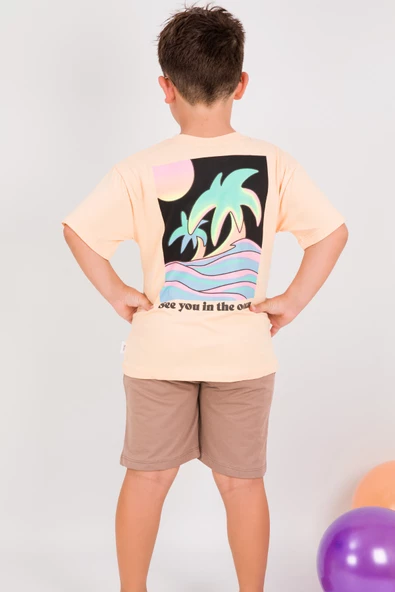 ERKEK ÇOCUK ŞORTLU TAKIM SIRT NEON BASKI DETAYLI B25 HCM00109 - 8