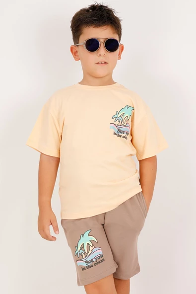 ERKEK ÇOCUK ŞORTLU TAKIM SIRT NEON BASKI DETAYLI B25 HCM00109 - 7