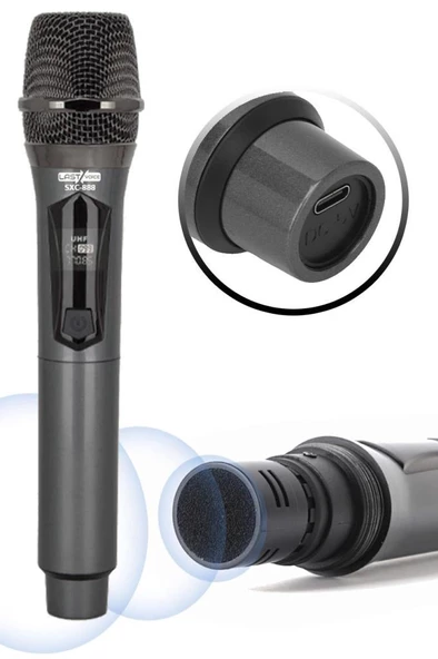 Lastvoice SXC-888E Şarjlı ÇİFTLİ EL Telsiz Kablosuz Mikrofon Seti - 3