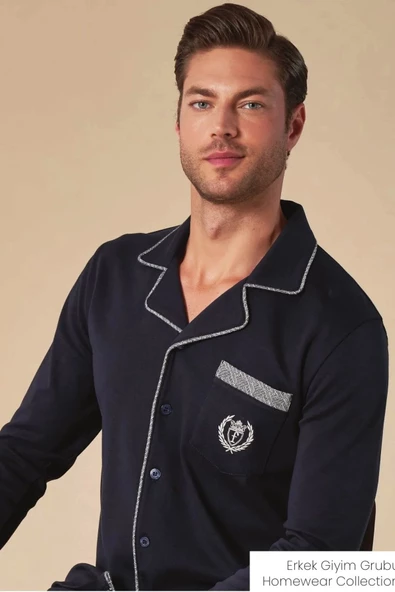 Feyza Erkek Boydan Düğmeli Pijama Takım 5131 - 2