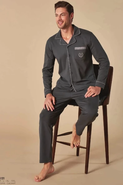 Feyza Erkek Boydan Düğmeli Pijama Takım 5131 - 3