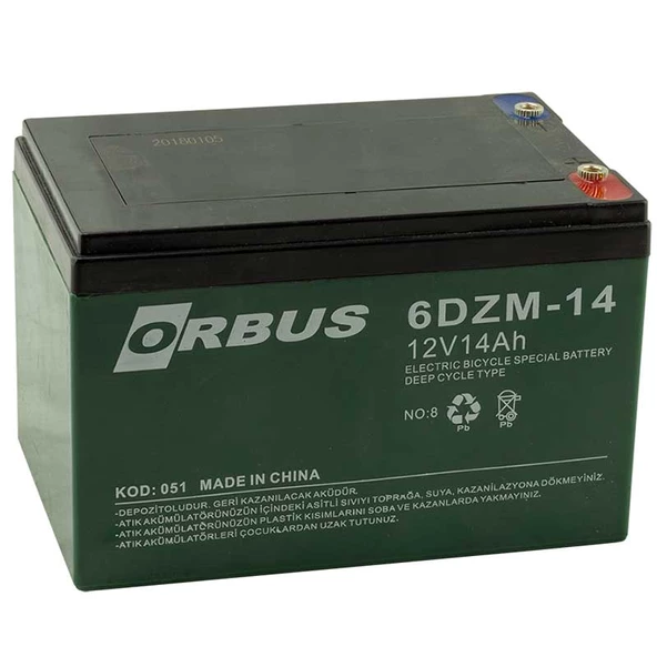 ORBUS 12 VOLT - 14 AMPER ELEKTRİKLİ BİSİKLET AKÜSÜ (150 X 97 X 95 MM)