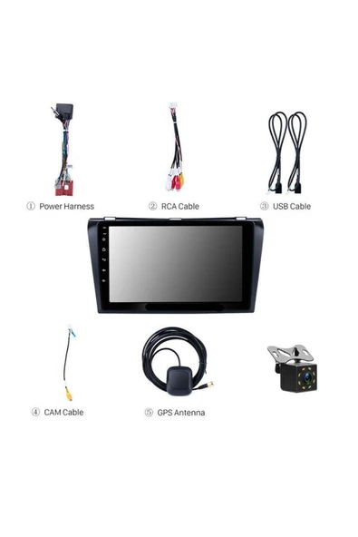 demirusta Mazda 3 2004-2009 Uyumlu Carplay+and.auto Navigasyon Dvd Usb Bt Kamera