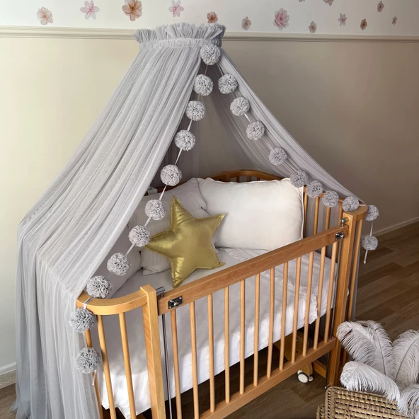 Pamuka Bebek Beşik Cibinlik Grey - 5