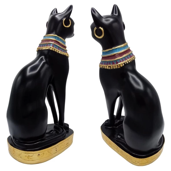 Mısır Kedisi Bastet Heykeli Reçine Büyük 24 cm - Resim 5