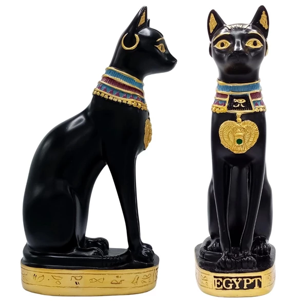 Mısır Kedisi Bastet Heykeli Reçine Büyük 24 cm - Resim 3