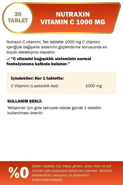 Nutraxin Vitamin C 1000 mg 30 Tablet - 2