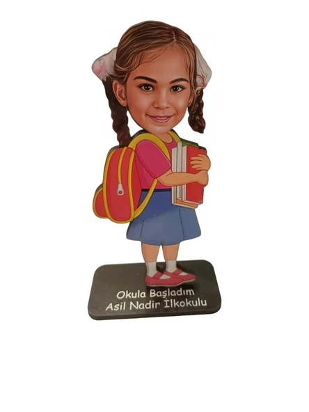 Kişiye Özel Ahşap Biblo - Kız Çocuk Karikatür Biblo - Mezuniyet Biblosu