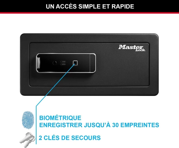 Master Lock LX110BEURHRO Biyometrik Kasa Parmak İzli, Siyah, 19,5 x 43 x 37 cm - 4