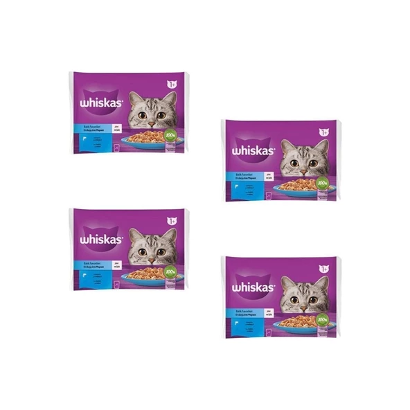 Whiskas Balık Favorileri Jöleli Kedi Yaş Maması 4X85 gr x 4 Adet