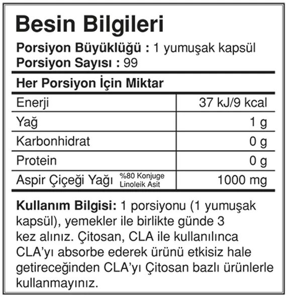 BigJoy Cla Big 1100 mg 99 Kapsül CLA - Resim 2