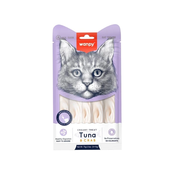 Wanpy Ton-Yengeç Krema Likit Kedi Ödülü 5X14GR x 4 Adet