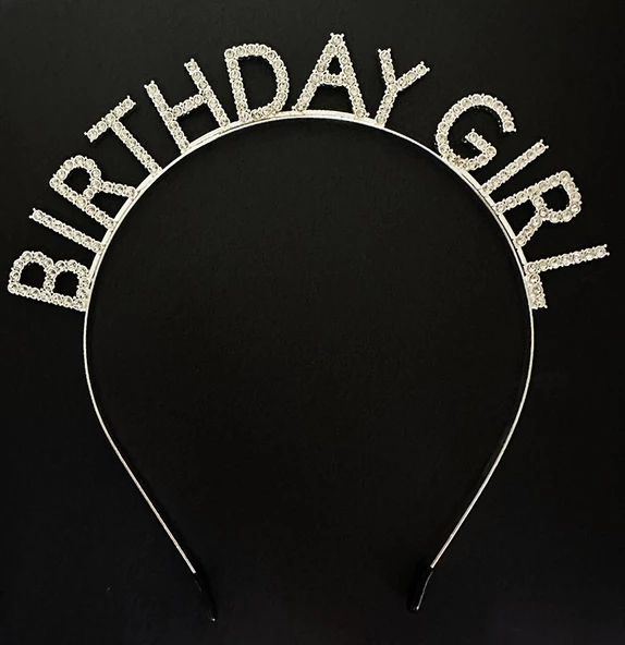 Gümüş Kristal Taşlı Birthday Girl Doğum Günü Tacı İthal Ürün A Kalite 17x16 cm