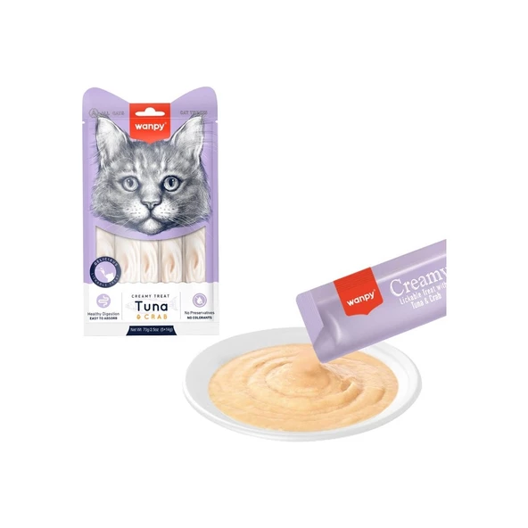 Wanpy Ton-Yengeç Krema Likit Kedi Ödülü 5X14GR x 4 Adet - 2