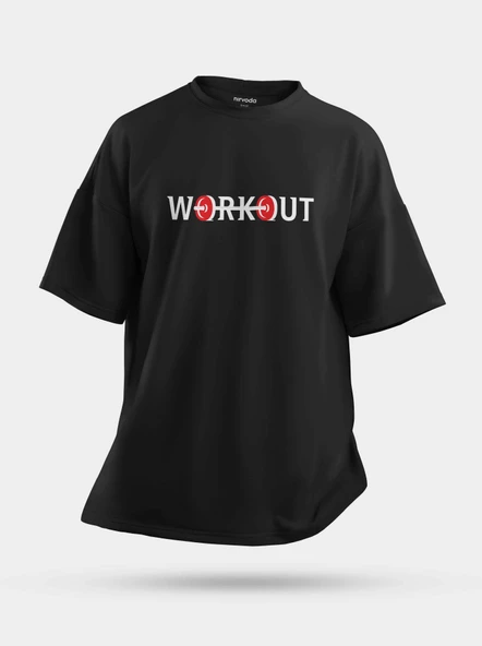 Oversize Workout Fitness GYM Unisex Baskılı Tişört