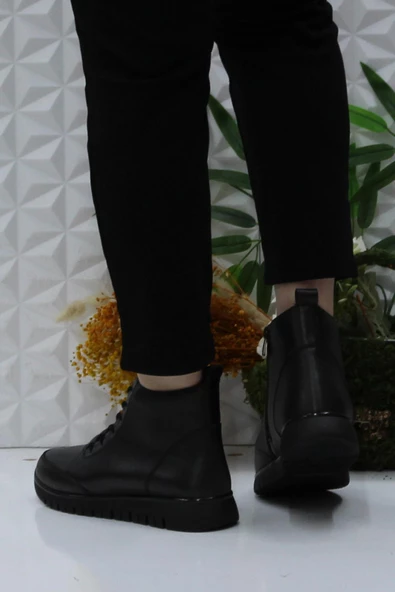 Polaris 105304 Siyah Rahat Orijinal Ürün Esnek Hakiki Deri Kadın Bot - Resim 4