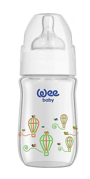 Wee Baby 140 Klasik Plus Geniş Ağızlı Isıya Dayanıklı Cam Biberon 180 ml Beyaz