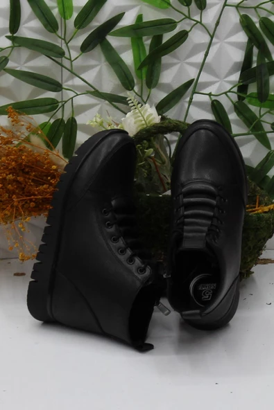 Polaris 105304 Siyah Rahat Orijinal Ürün Esnek Hakiki Deri Kadın Bot - Resim 5