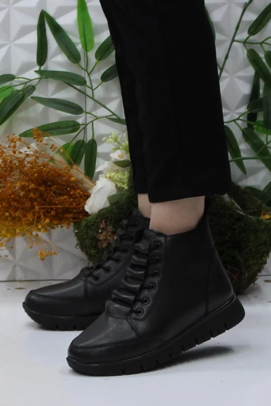 Polaris 105304 Siyah Rahat Orijinal Ürün Esnek Hakiki Deri Kadın Bot - Resim 3