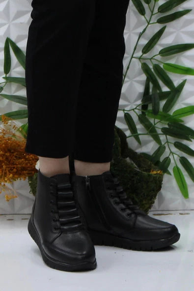 Polaris 105304 Siyah Rahat Orijinal Ürün Esnek Hakiki Deri Kadın Bot - Resim 2