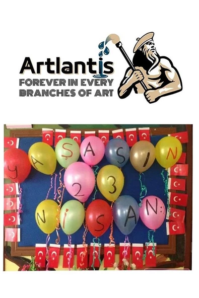 Bayrak Ve Atatürklü Flama 2 Adet Ay Yıldız Bayraklı Atalı Flama Süsleme 29 Ekim 23 Nisan Üçgen Kağıt Flama Okul Sınıf Süsü - 4