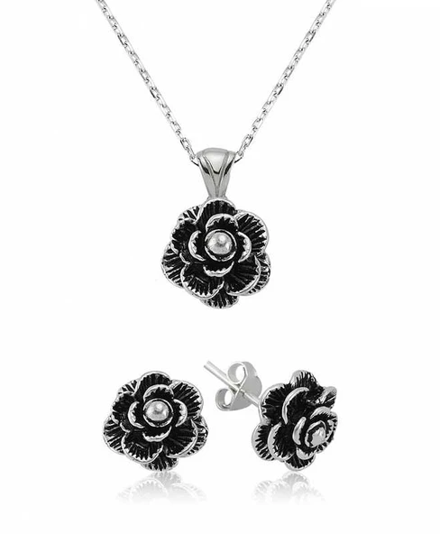 925 Ayar Gümüş Çiçek Set - 2