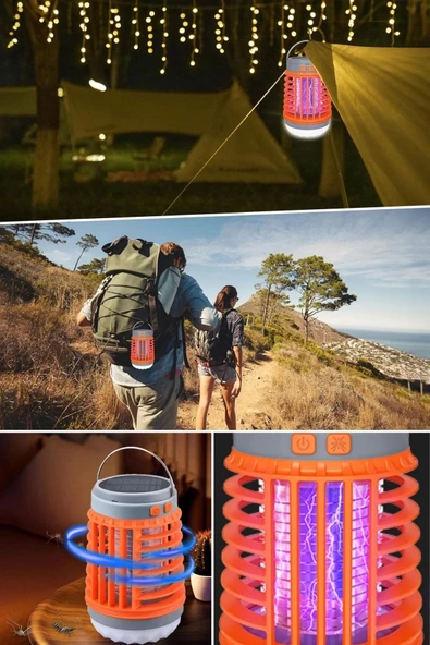 Askılı Solar Enerji İle Şarj Olabilen Sinek kovucu Kamp Feneri Işıldak - 7