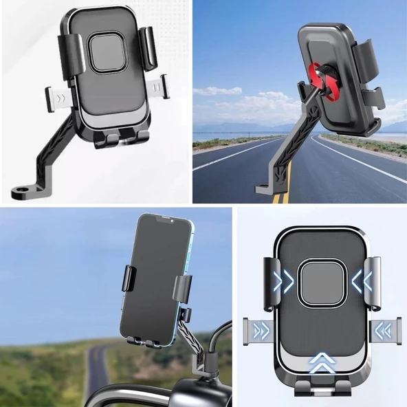 Motor,motosiklet,bisiklet ,scooter İçin 360 Derece Dönebilen Dikiz Aynası Versiyonu Telefon Tutucu Aparat - 4