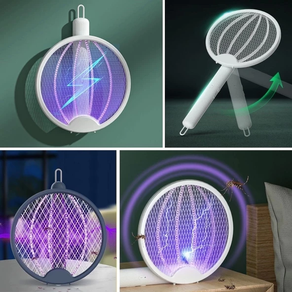 Asılabilen Ve Masaüstü Olabilen 2w Sinek kovucu Mor Işıklı Raket - 3