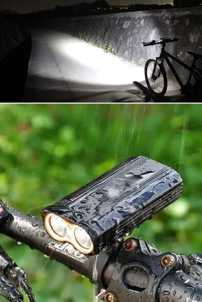 Şarj Göstergeli Uzun Menzil Su Geçirmez Led Bisiklet Feneri 1600 Lumen - 8