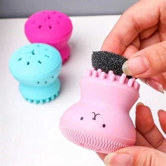 Peeling Etkili Mini El Yüz Cilt Temizleme Fırçası Silikon Temizlenmesi Kolay  Siyah Nokta Gi - 3