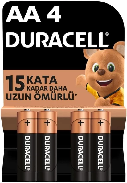 Duracell Alkalin AA Kalem Piller, 4 Lu Paket