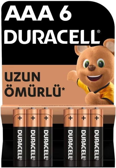 Duracell Alkalin AAA İnce Kalem Piller, 6 Lı Paket