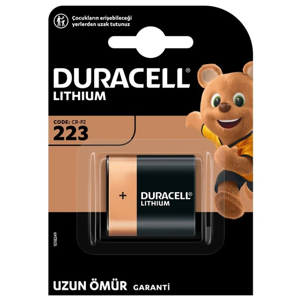 Duracell Özel Yüksek Güçlü Lityum 223 Fotoğraf Pili 6V, 1’li paket (223 / CR-P2)