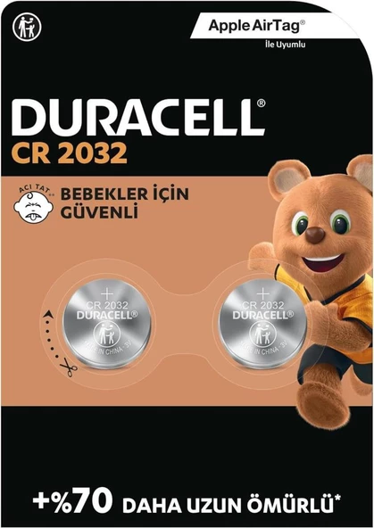 Duracell Özel 2032 Lityum Düğme Pil 3V, 2 Li Paket (CR2032)