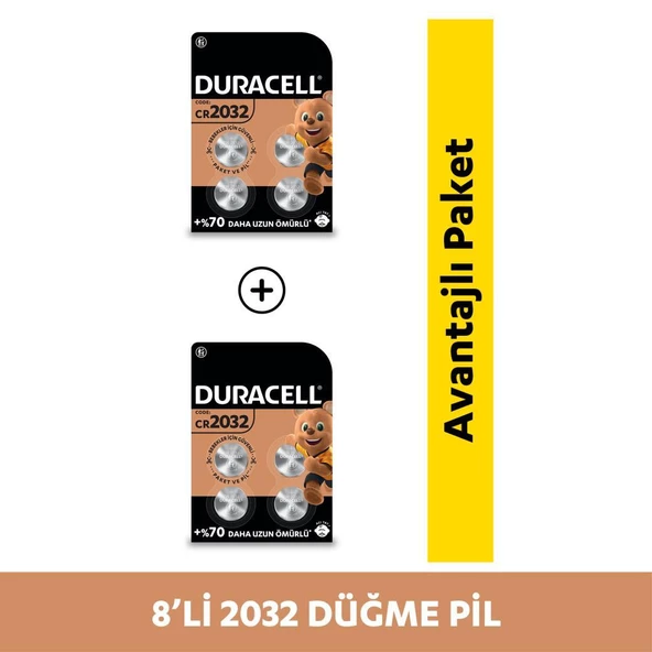 Duracell Özel 2032 Lityum Düğme Pil,  8 Li Paket