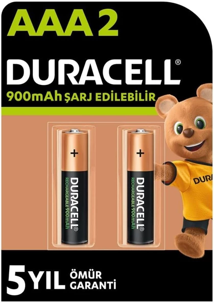 Duracell Şarj Edilebilir AAA 900mAh Piller, 2 Li Paket