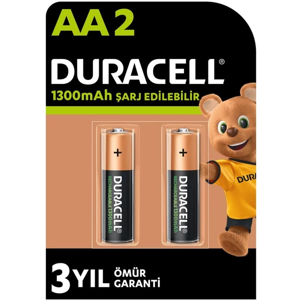 Duracell Şarj Edilebilir AA 1300mAh Piller, 2 Li Paket