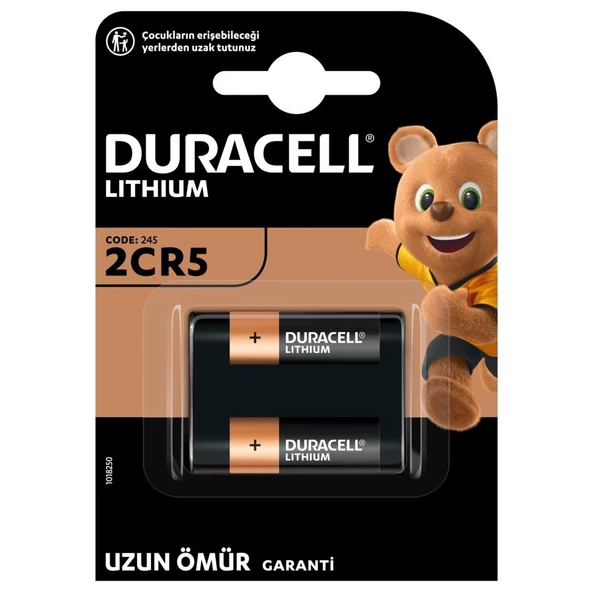 Duracell Özel Yüksek Güçlü Lityum 245 Fotoğraf Pili 6V, 1’li paket (2CR5 / 245)