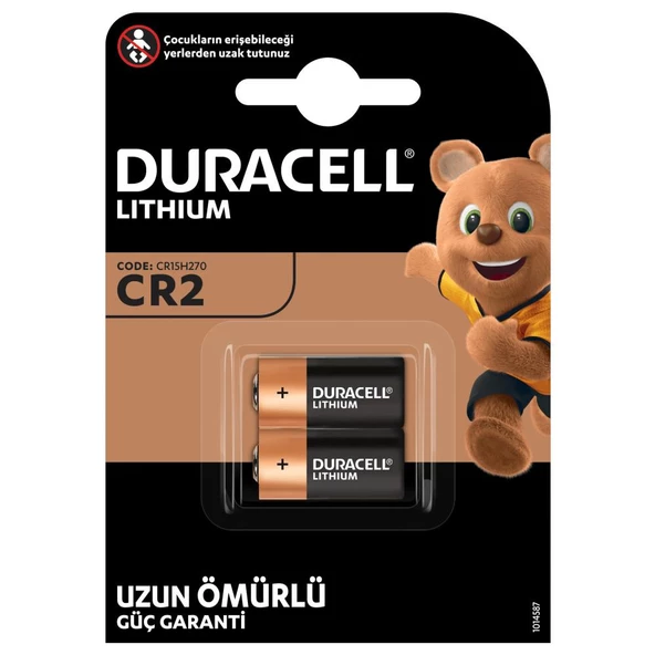 Duracell Yüksek Güçlü Lityum CR2 Pil 3V, 2 Li Paket (CR15H270)