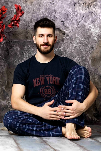Nisanca Yazlık Kısa Kol %100 Pamuk Erkek Pijama Takımı - 8