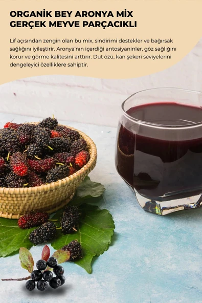 payitaht hurma ORGANİK BEY ARONYA MİX 260GR GERÇEK MEYVE PARÇACIKLI - 2