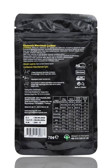payitaht hurma BEYGURME GLUTENSİZ MERCİMEK ÇORBASI 70GR - 3