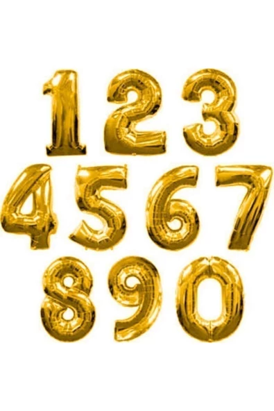 TROPİKAL Rakam Folyo Balon Gold Altın Renk Orta Boy 3 Numara - 2
